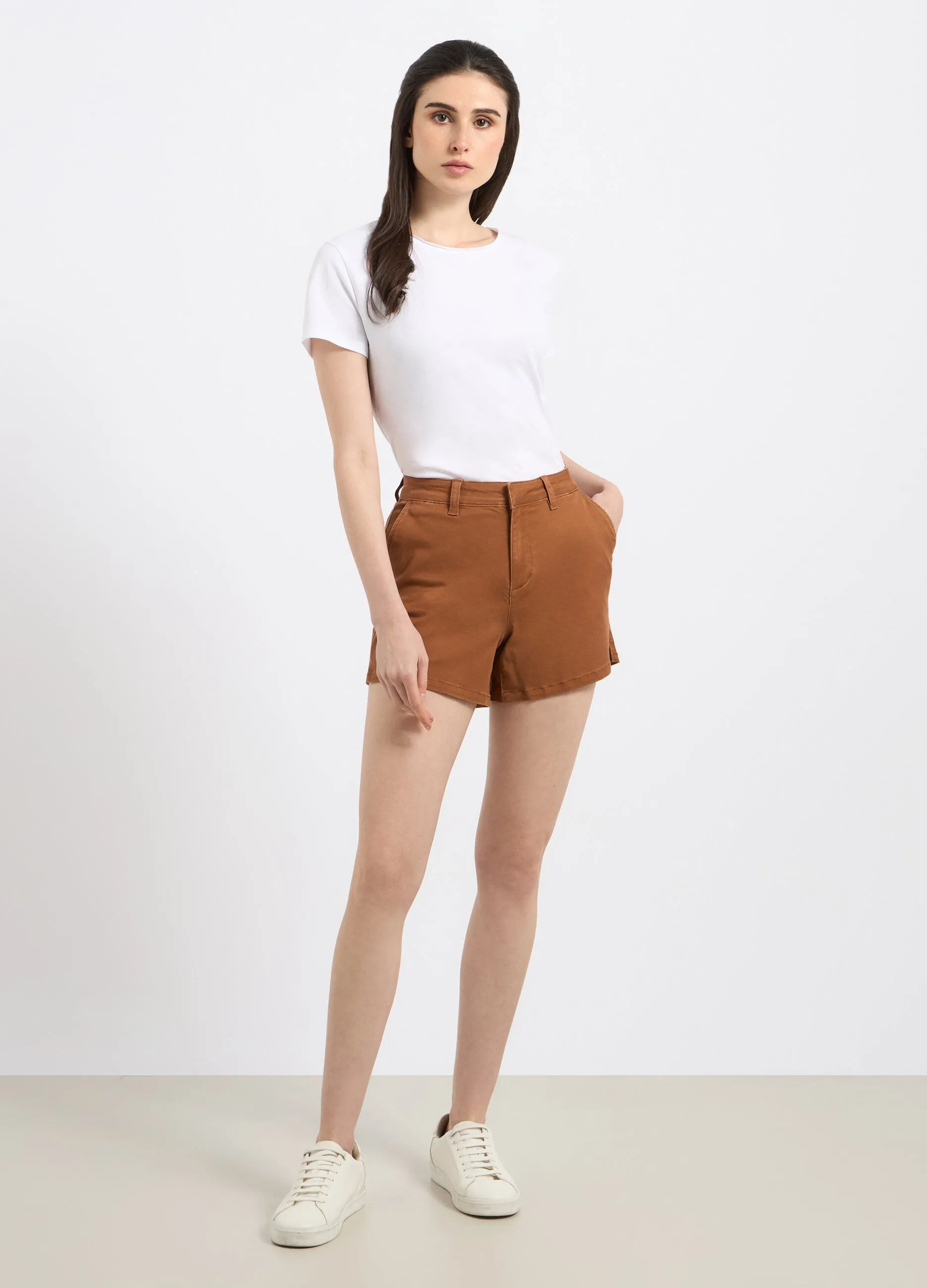Shorts in denim di misto cotone donna