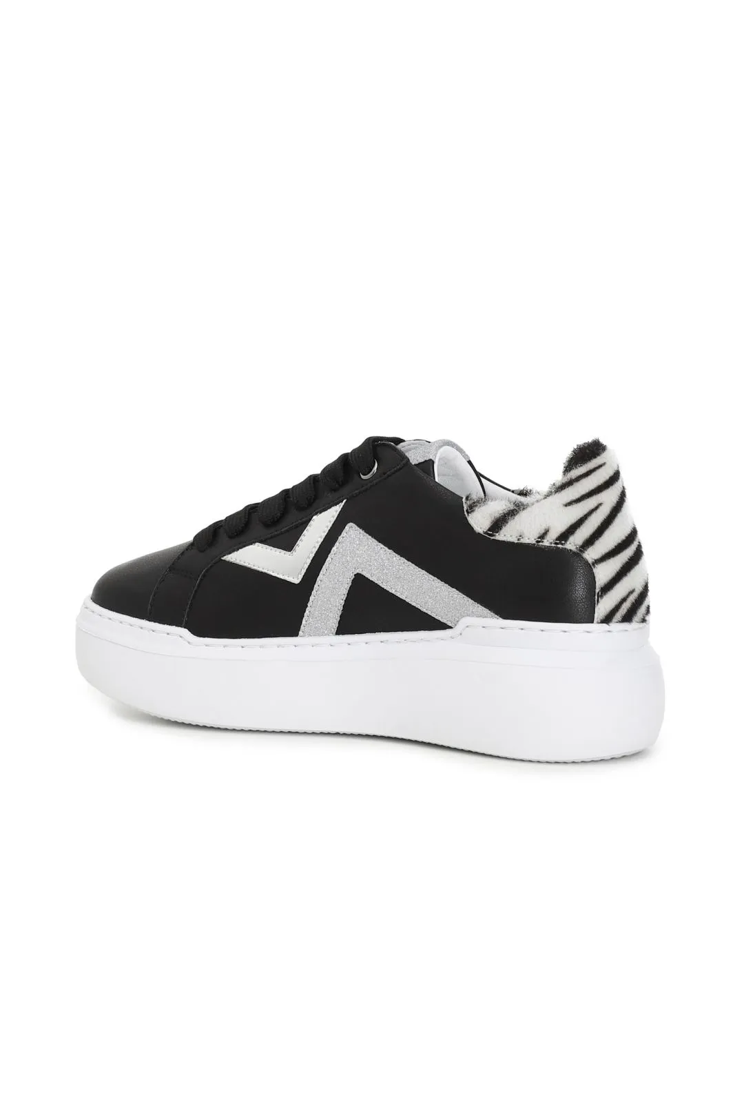 sneakers in pelle con dettagli in cavallino