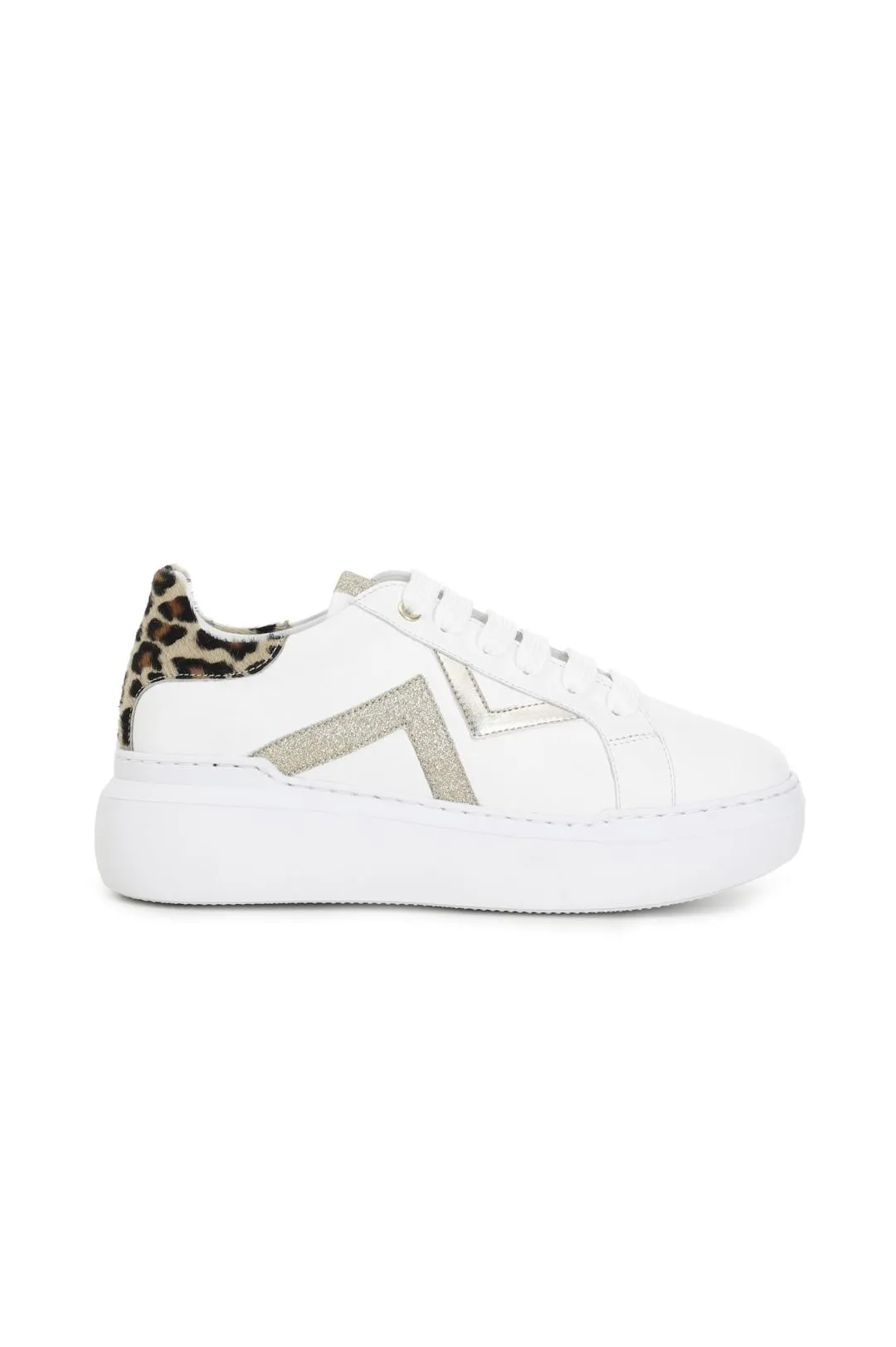 sneakers in pelle con dettagli in cavallino