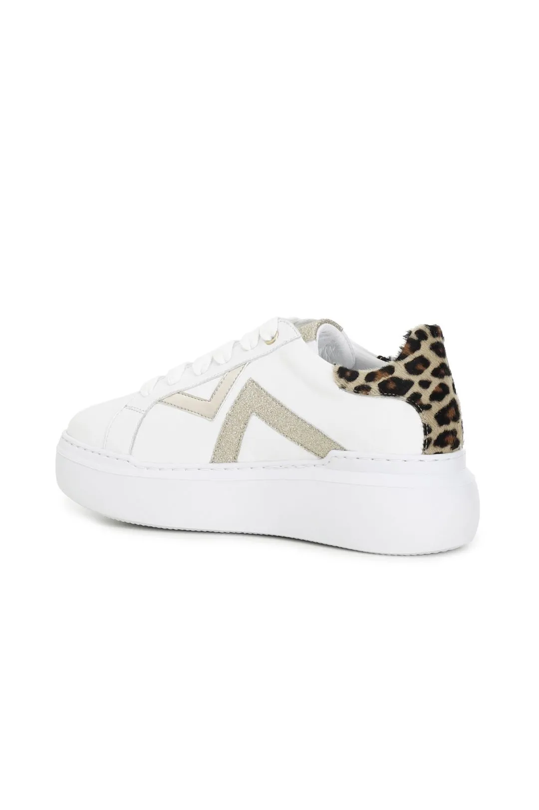 sneakers in pelle con dettagli in cavallino