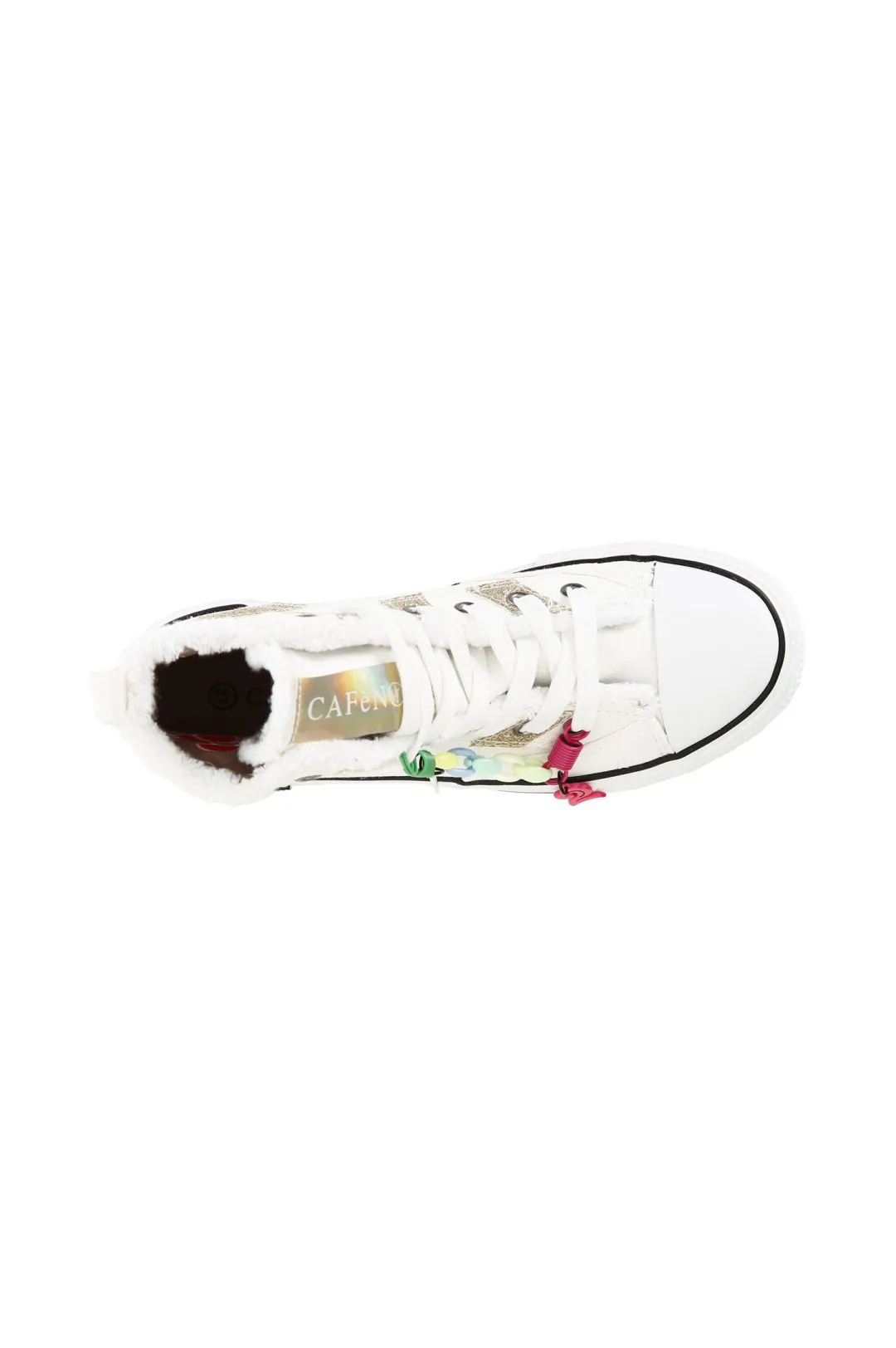 sneakers mid in tessuto e glitter con accessorio removibile burro