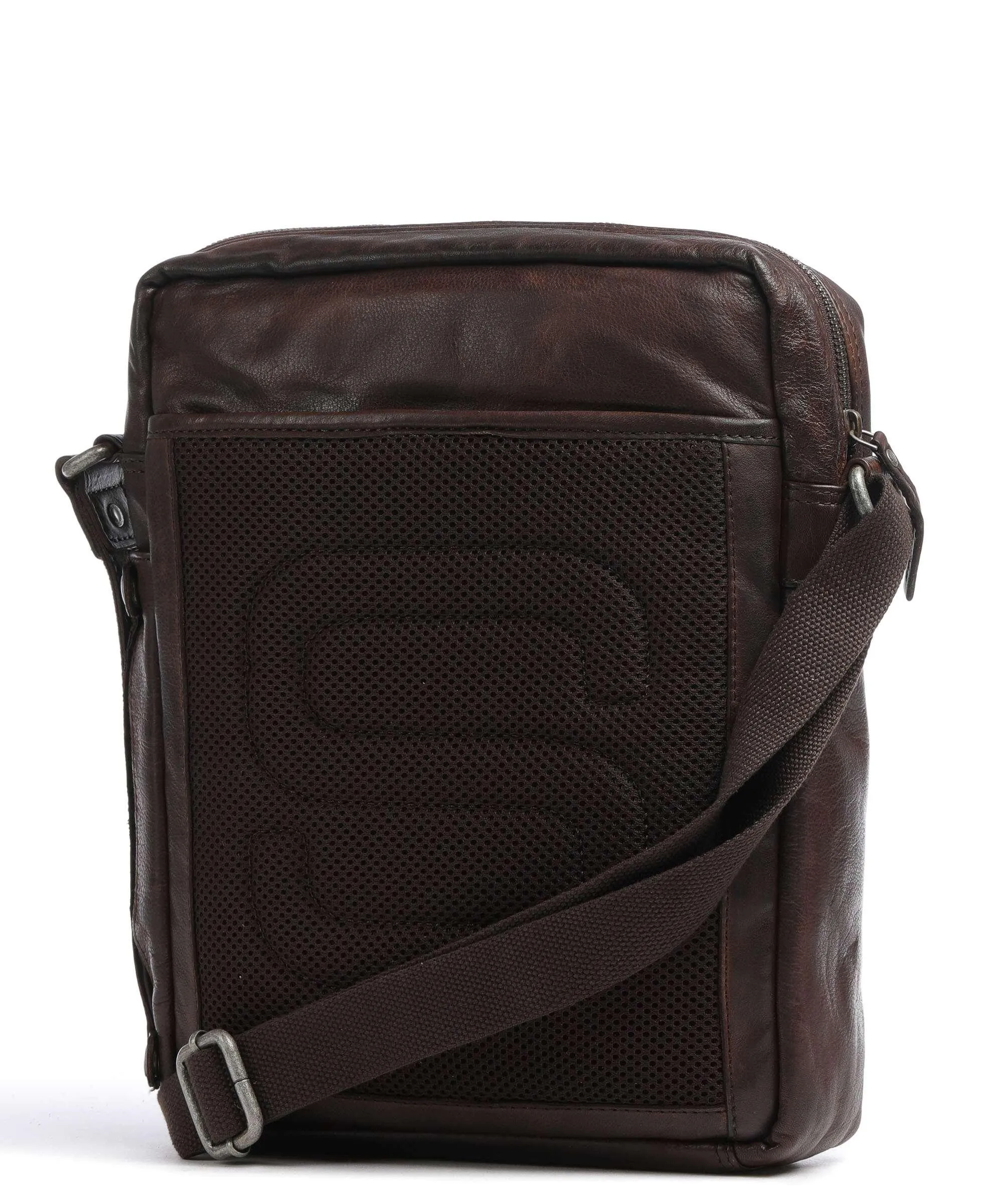  Spikes & Sparrow Apache Borsa a tracolla 12″ pelle granulata marrone scuro  