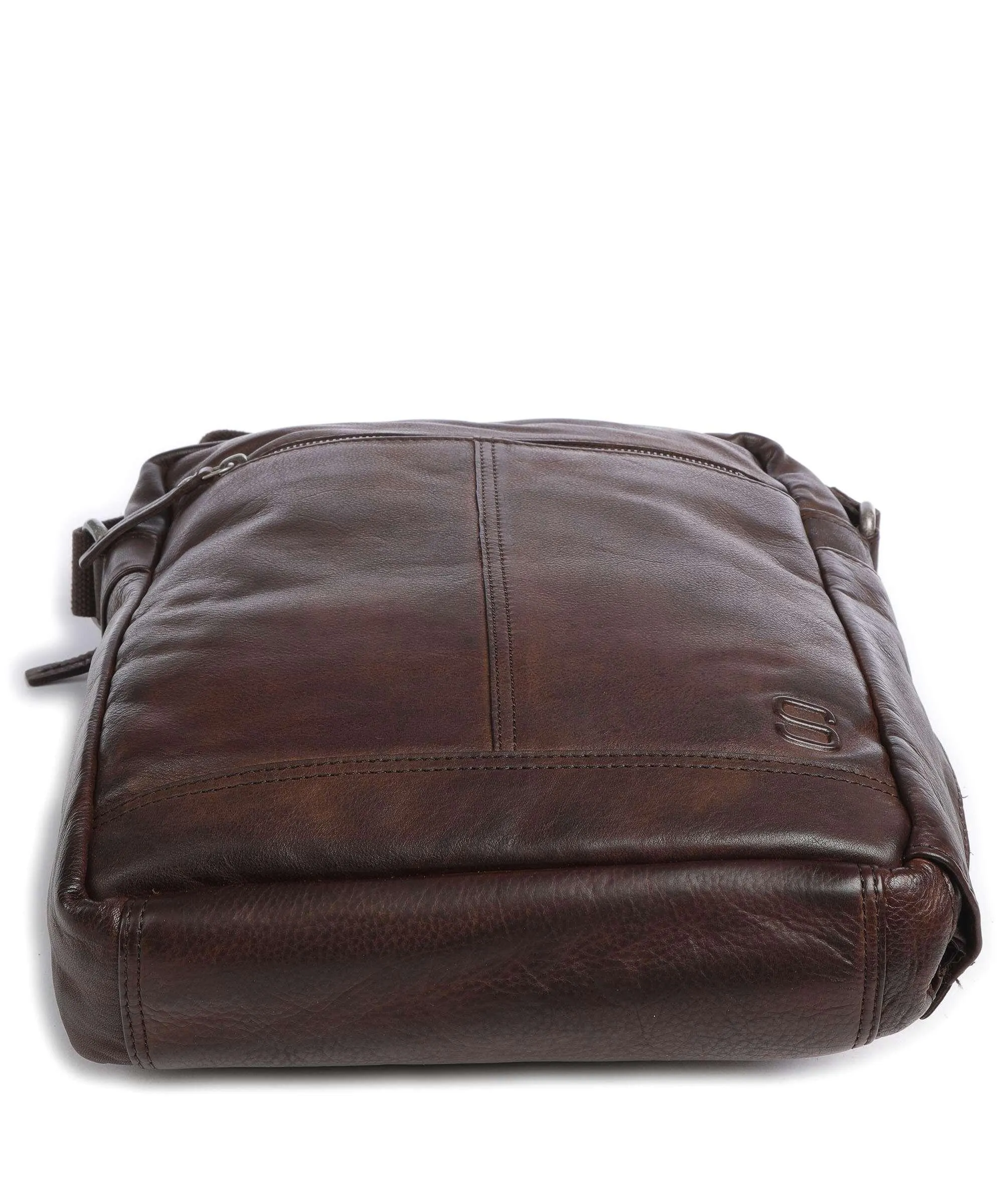  Spikes & Sparrow Apache Borsa a tracolla 12″ pelle granulata marrone scuro  