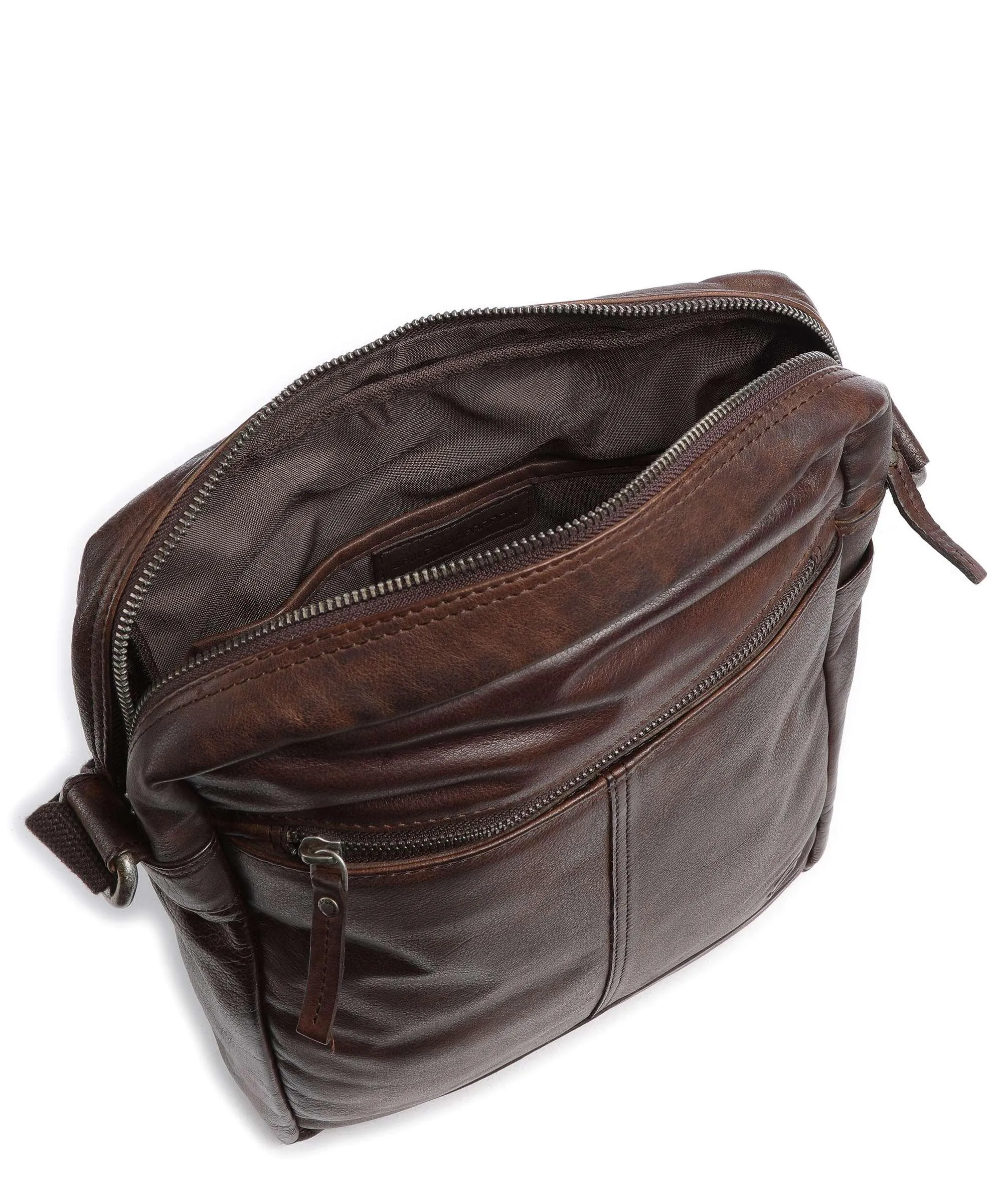  Spikes & Sparrow Apache Borsa a tracolla 12″ pelle granulata marrone scuro  
