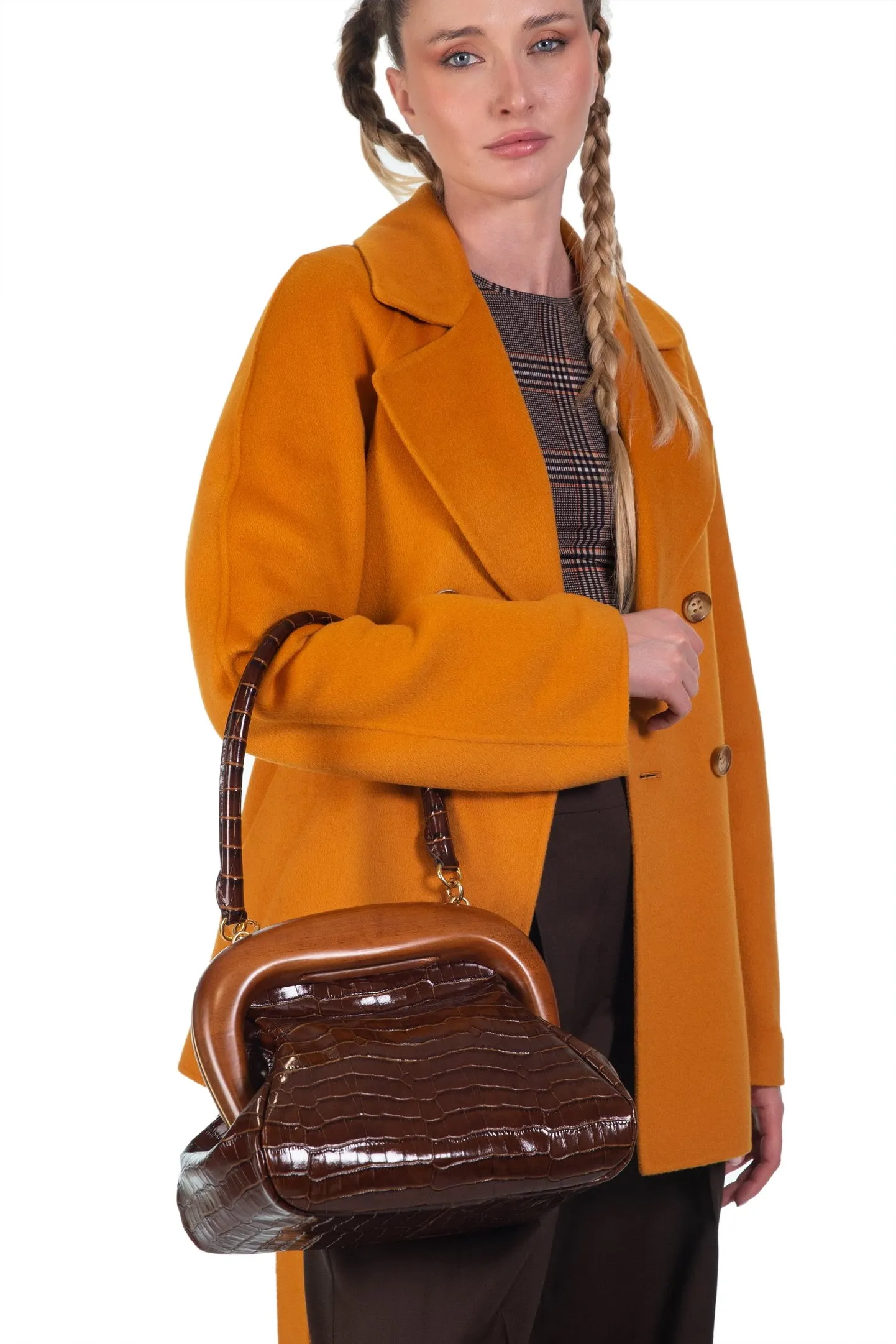 SPORTMAX  Bouba bag medium in pelle stampa coccodrillo PULCINO