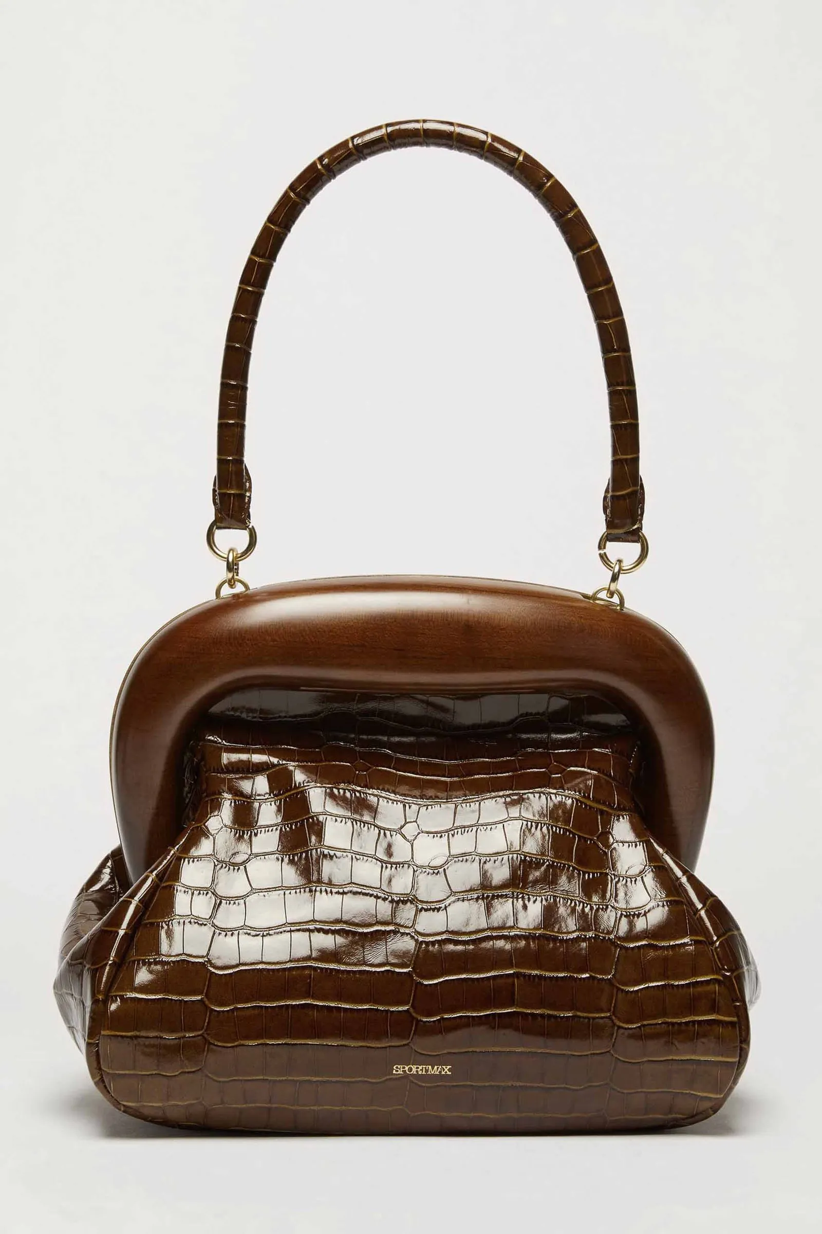 SPORTMAX  Bouba bag medium in pelle stampa coccodrillo PULCINO