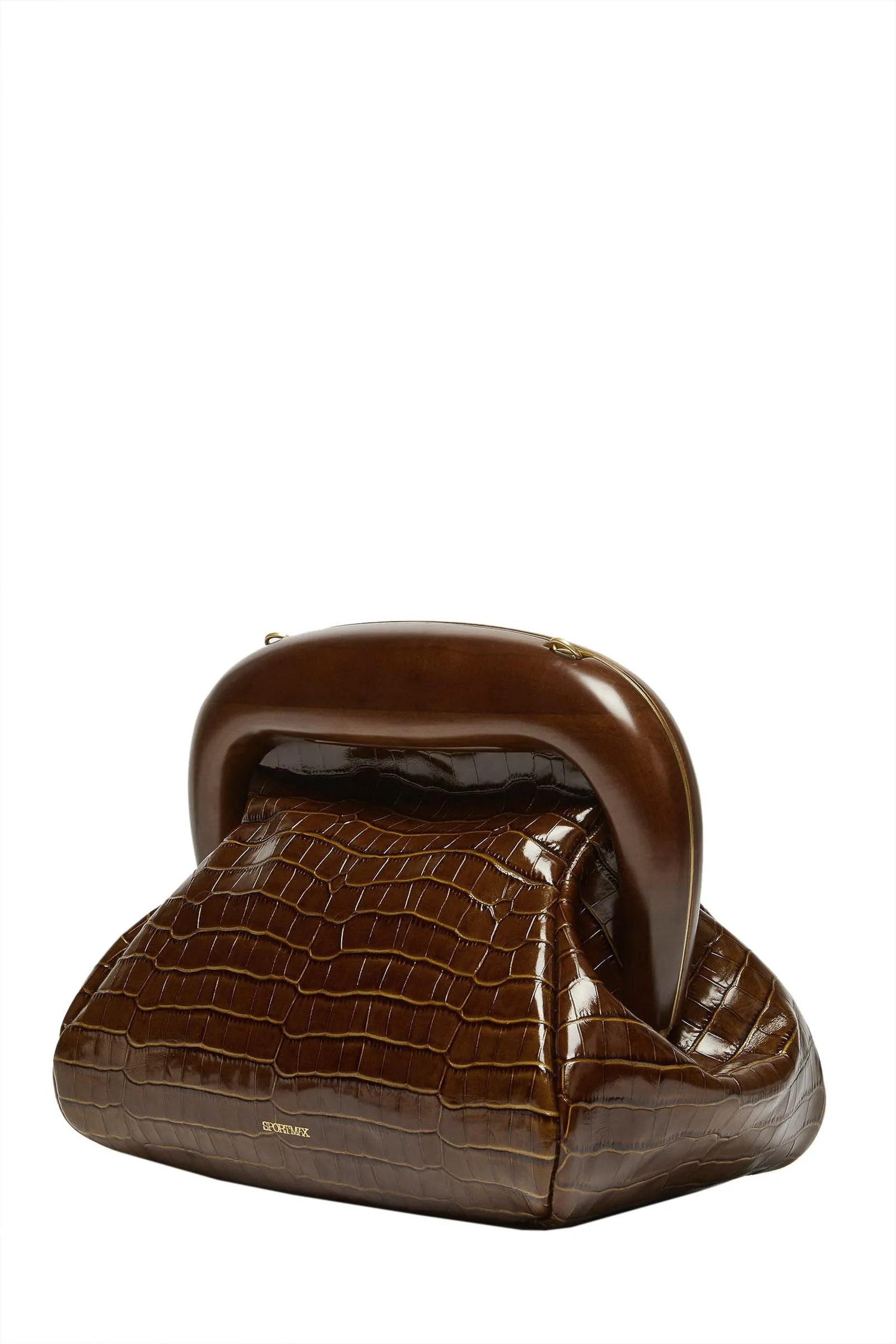 SPORTMAX  Bouba bag medium in pelle stampa coccodrillo PULCINO