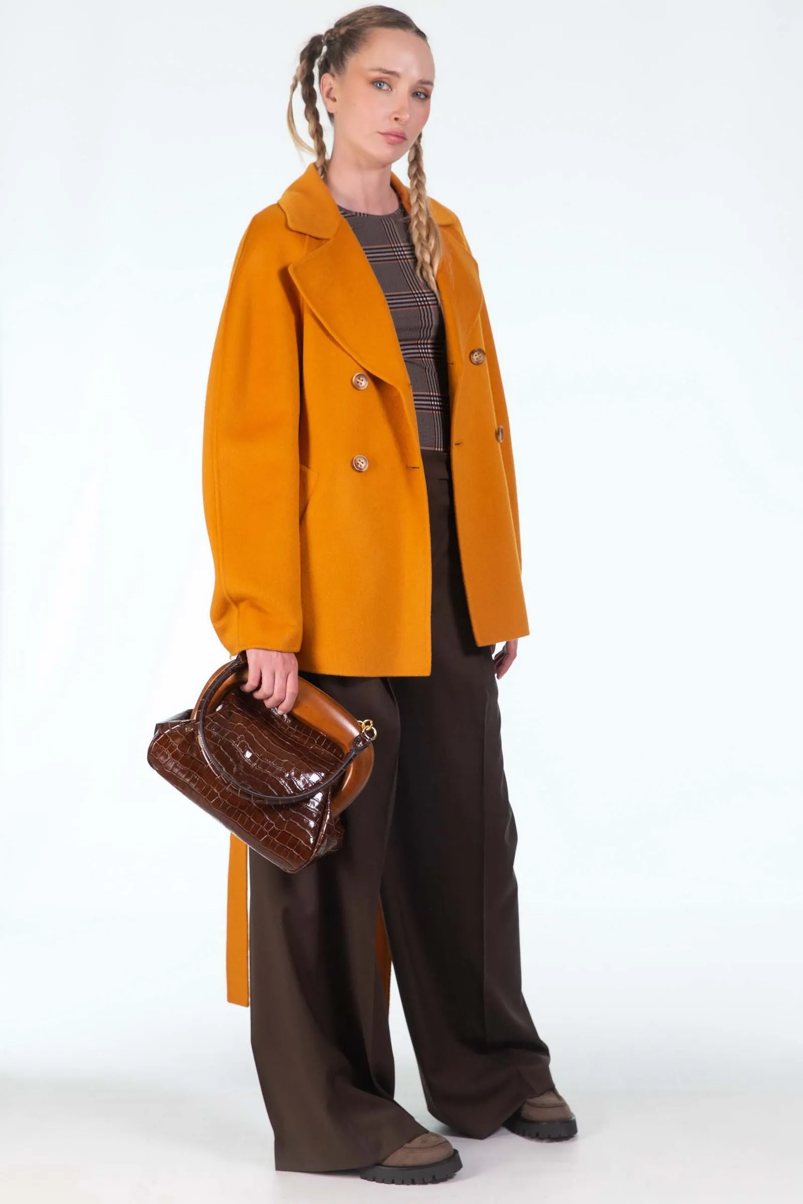 SPORTMAX  Bouba bag medium in pelle stampa coccodrillo PULCINO