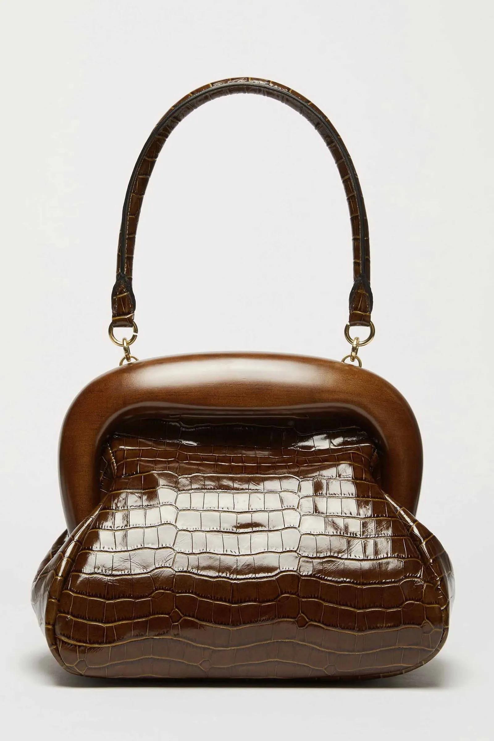 SPORTMAX  Bouba bag medium in pelle stampa coccodrillo PULCINO