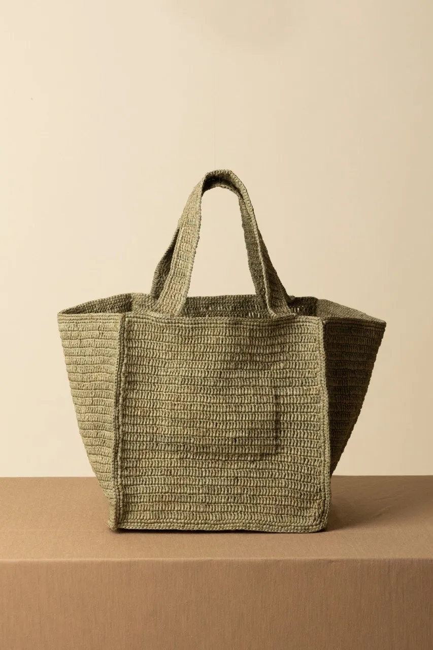 Squared tote bag GREEN W LAV PALM