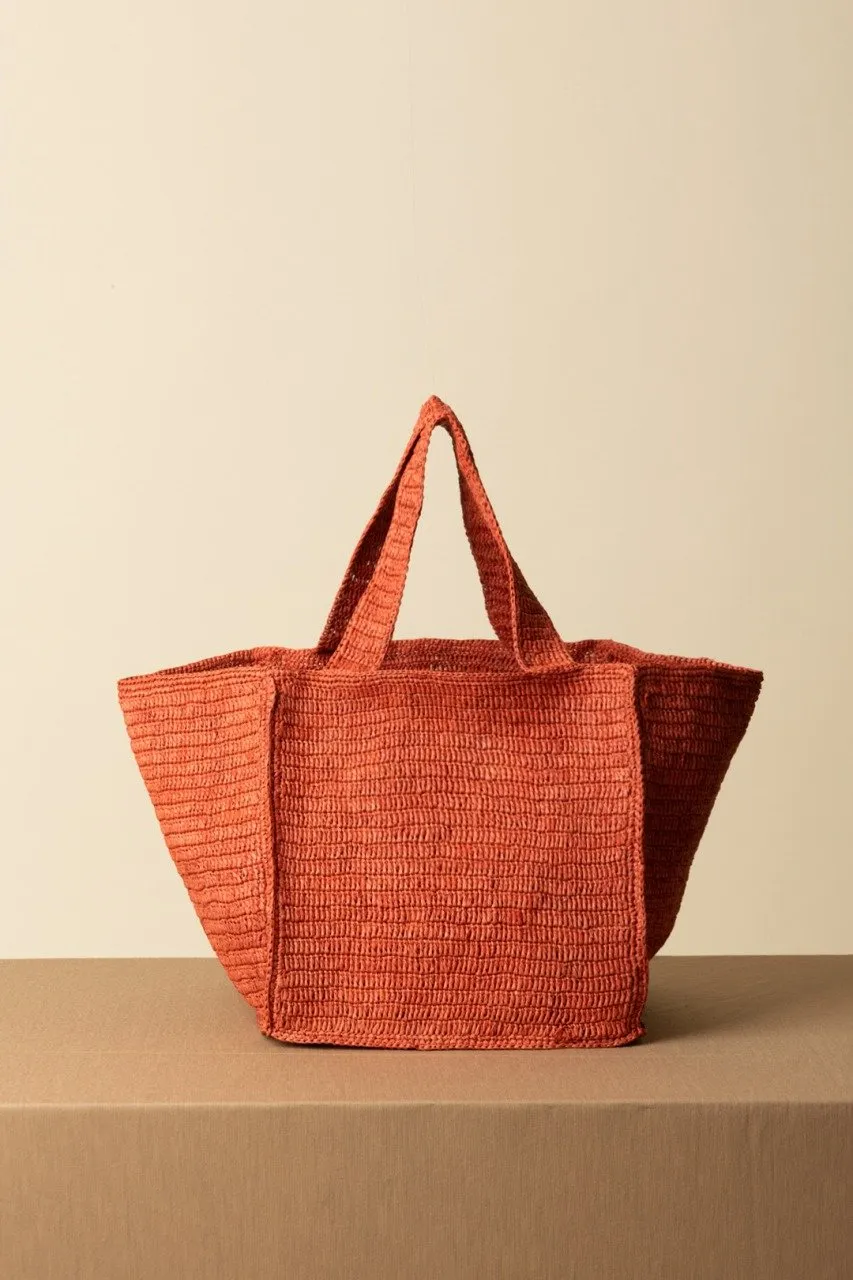 Squared tote bag RUST W BROWN PALM