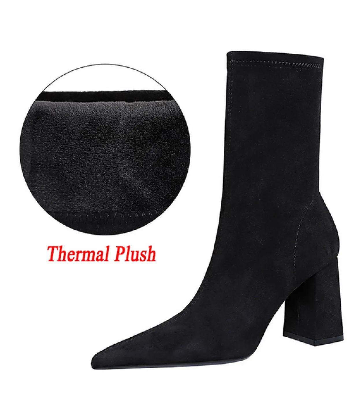 Stivaletti termici invernali da donna Stivaletti in pelle con tacco alto 8 cm Stivaletti da neve in peluche da donna Tacchi alti