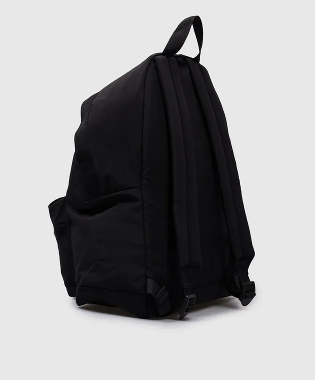 Stone Island Zaino nero con ricamo stemma logo 811590776