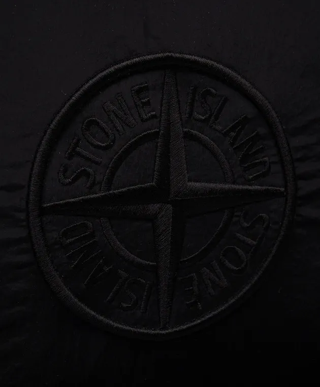 Stone Island Zaino nero con ricamo stemma logo 811590776