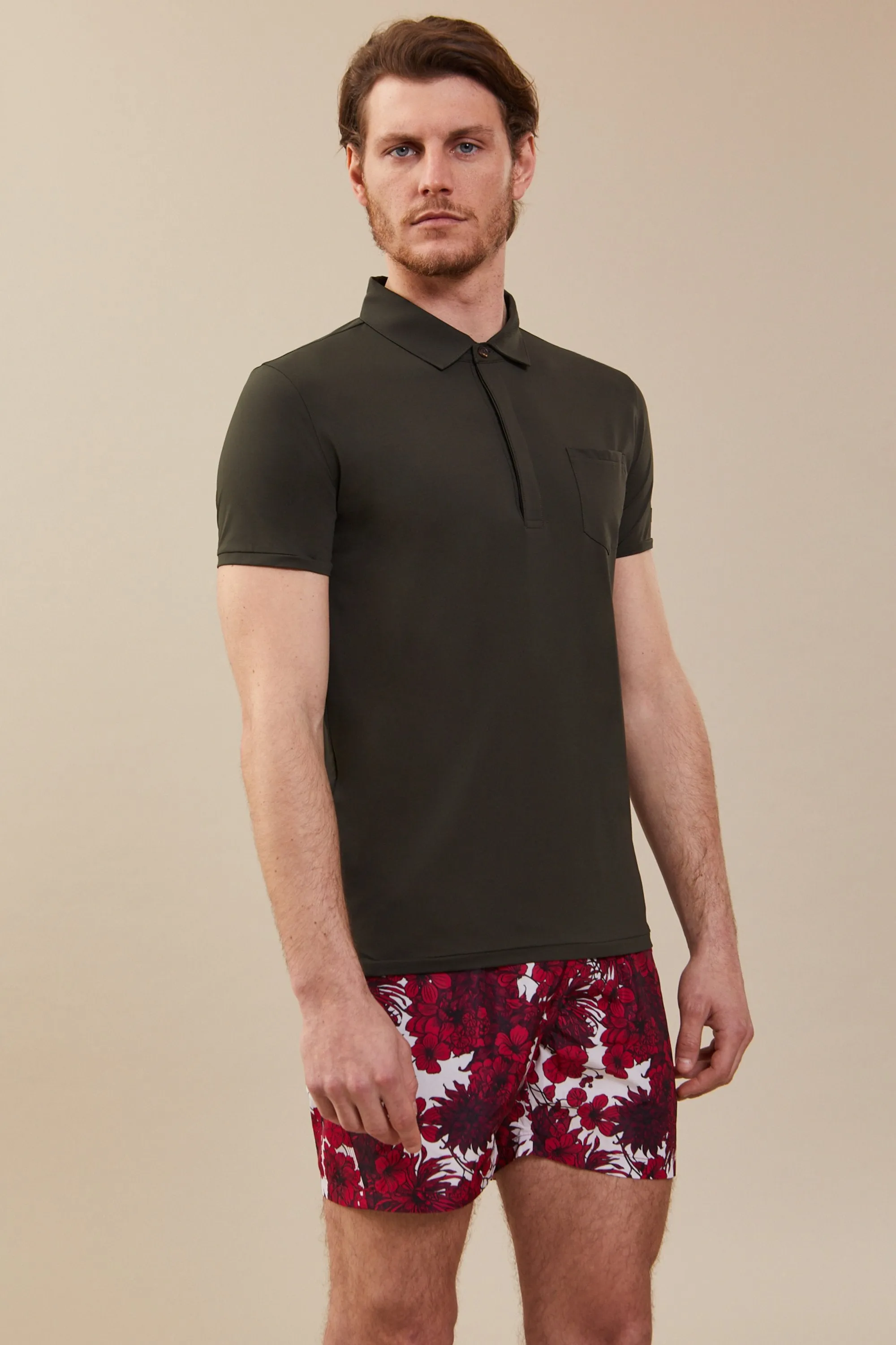 Superstretch half-sleeve polo shirt / Green
