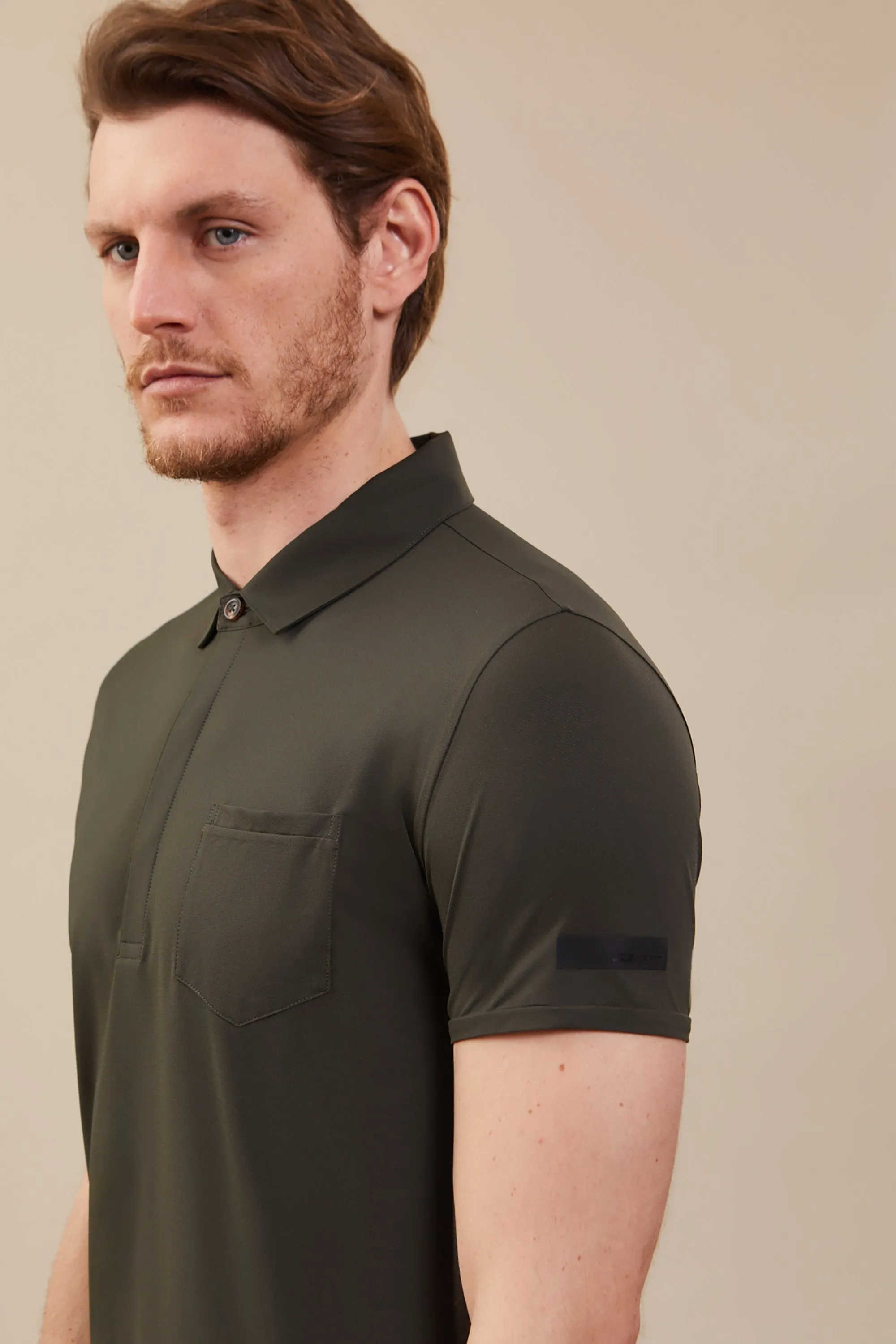 Superstretch half-sleeve polo shirt / Green