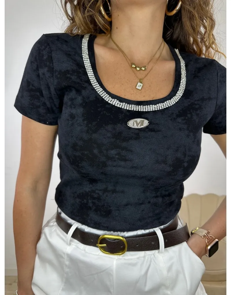 T-SHIRT CROP SALIMA NERA