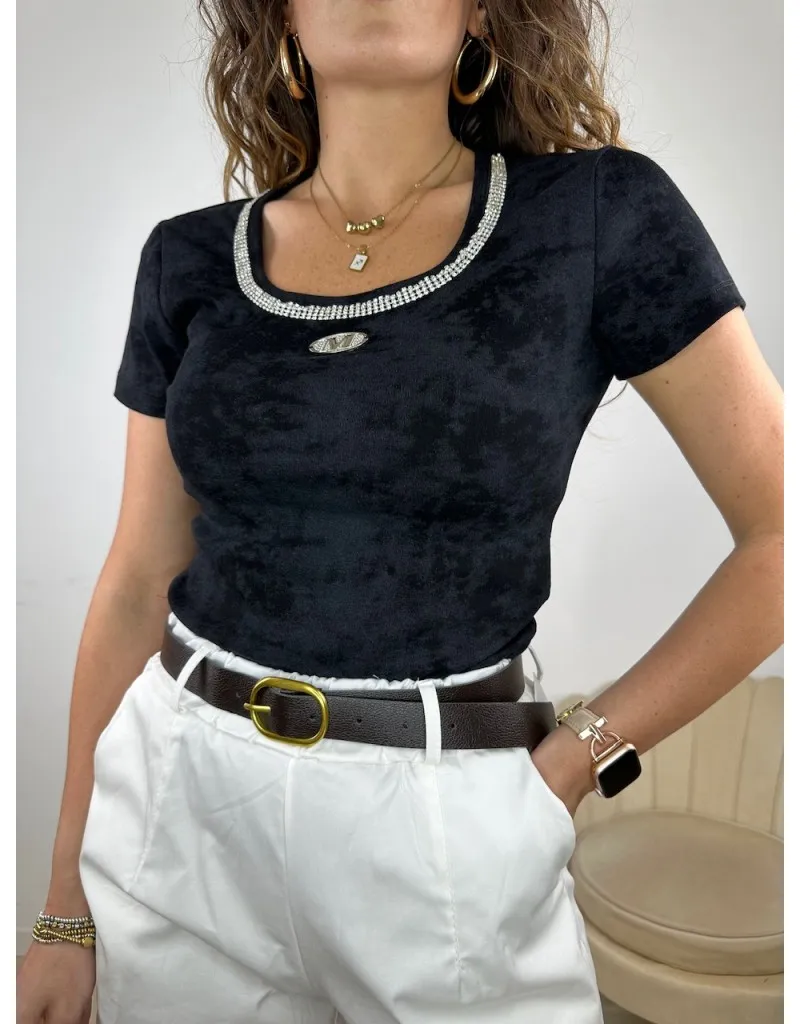 T-SHIRT CROP SALIMA NERA