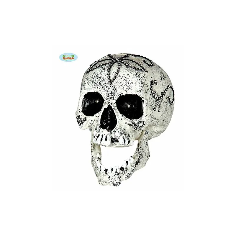 TESCHIO SCHELETRO CON DIAMANTI 24CM.ARTICOLO DECORATIVO PER FESTE DI ALLOWEEN ALLESTIMENTO LOCALI E VETRINE A TEMA