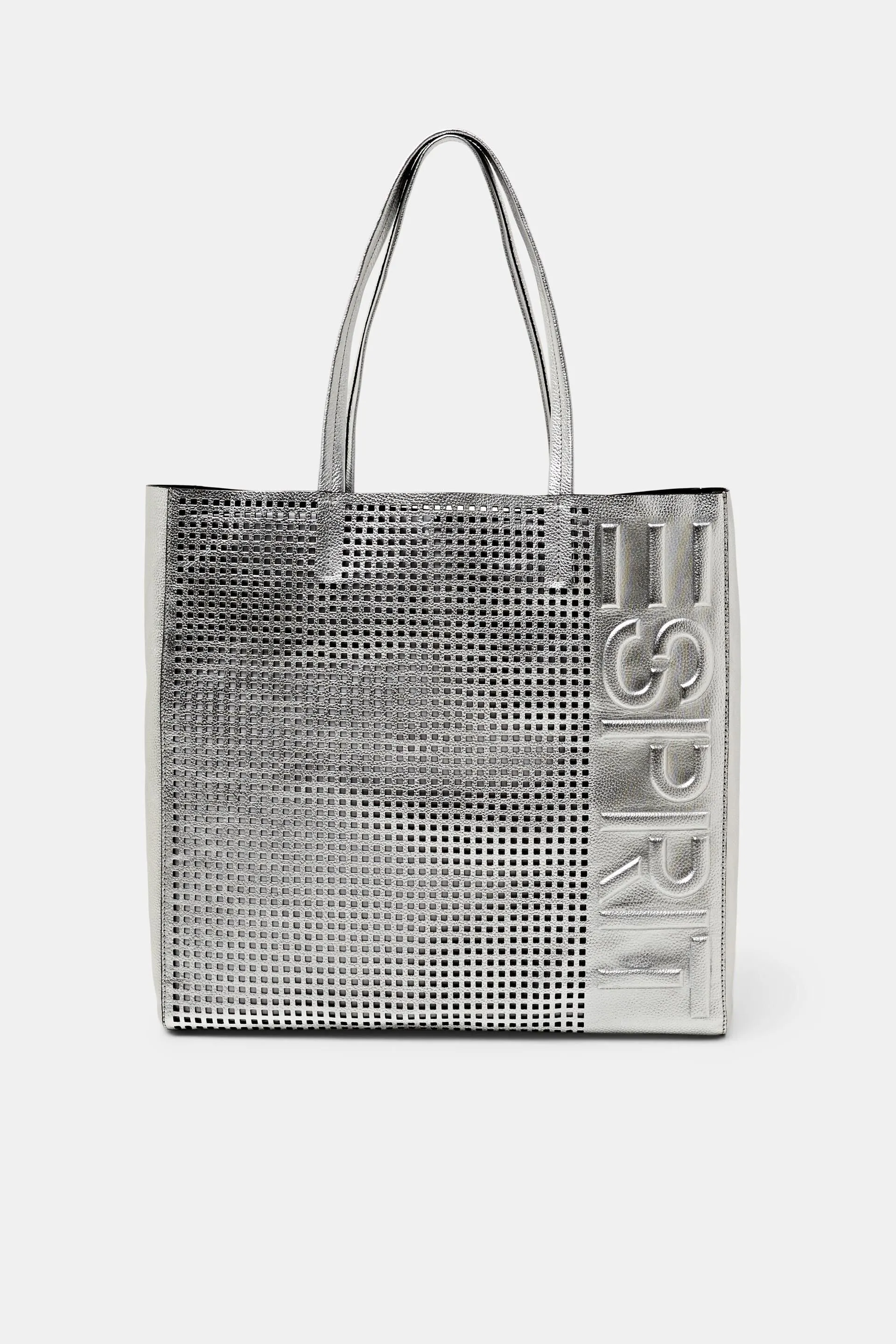 Tote bag in pelle con logo in rilievo