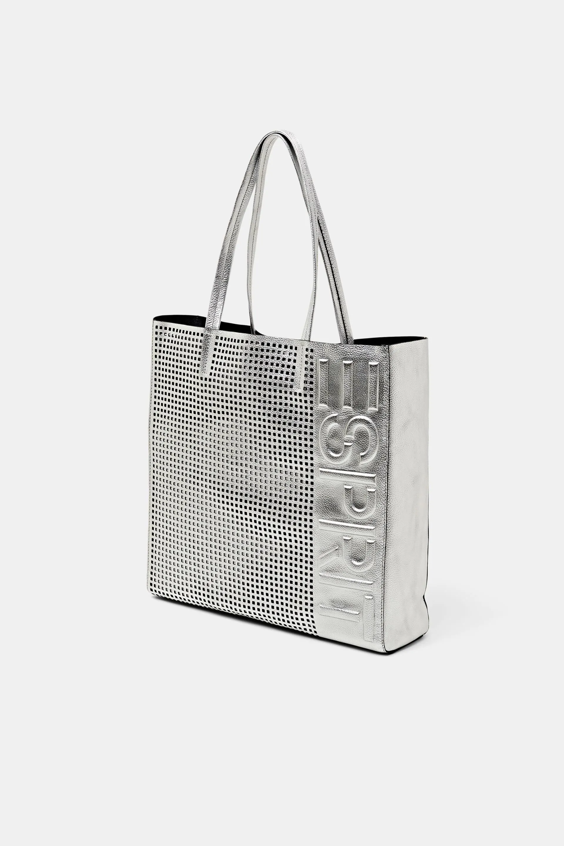 Tote bag in pelle con logo in rilievo