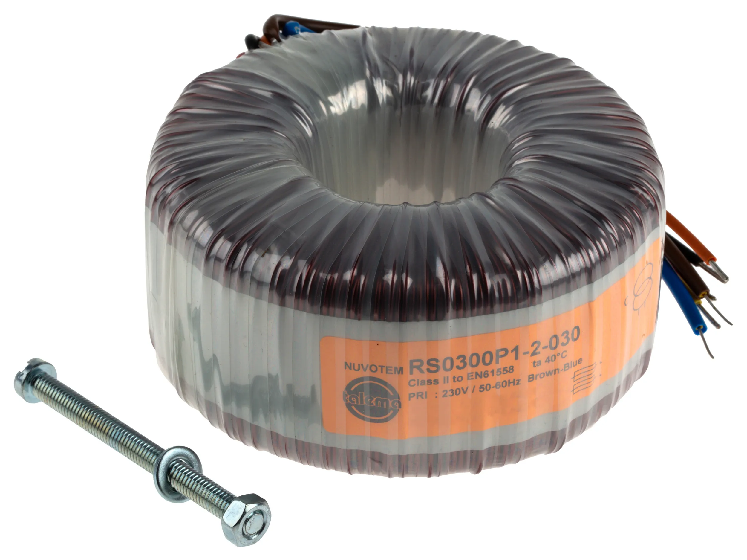 Trasformatore toroidale Nuvotem Talema, 300VA, primario 230V ca, secondario 2 x 25V ca