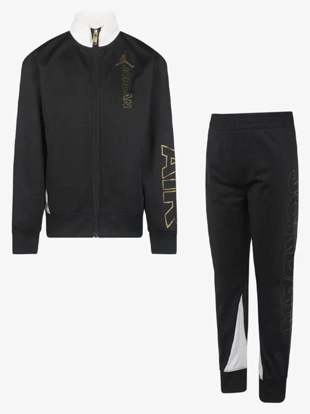 Tuta Jordan da bambino kid in acetato con dettagli in oro Art:85C050-023 nero