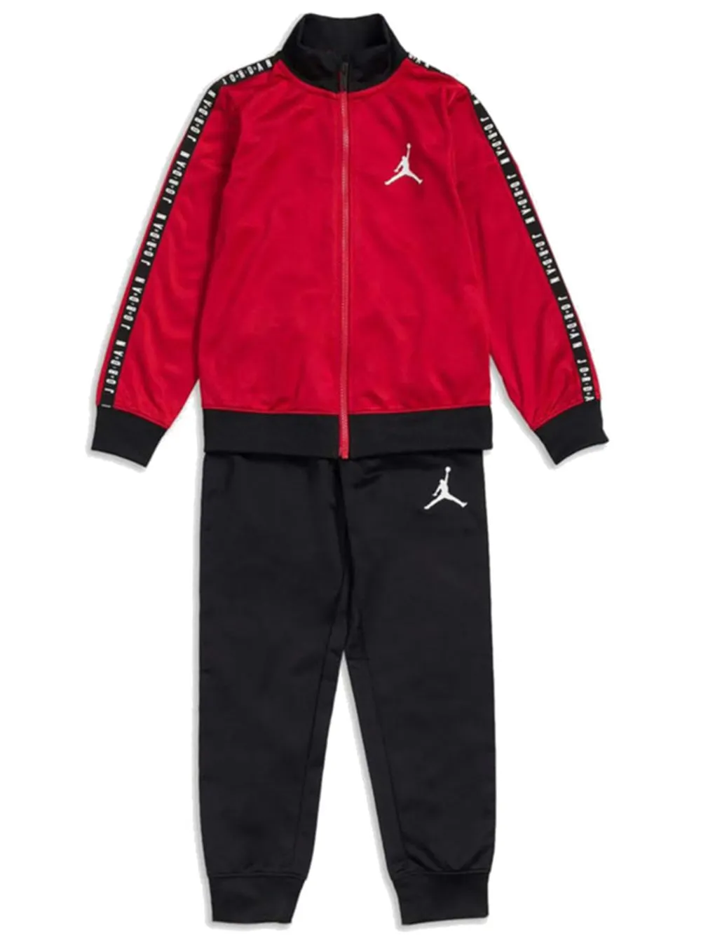 Tuta Jordan da bambino Kid in acetato con tape loggato rossa e nera