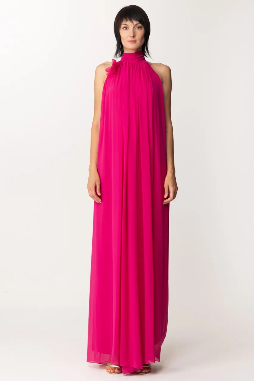 Tuta plissettata con scollo all'americana MAGENTA