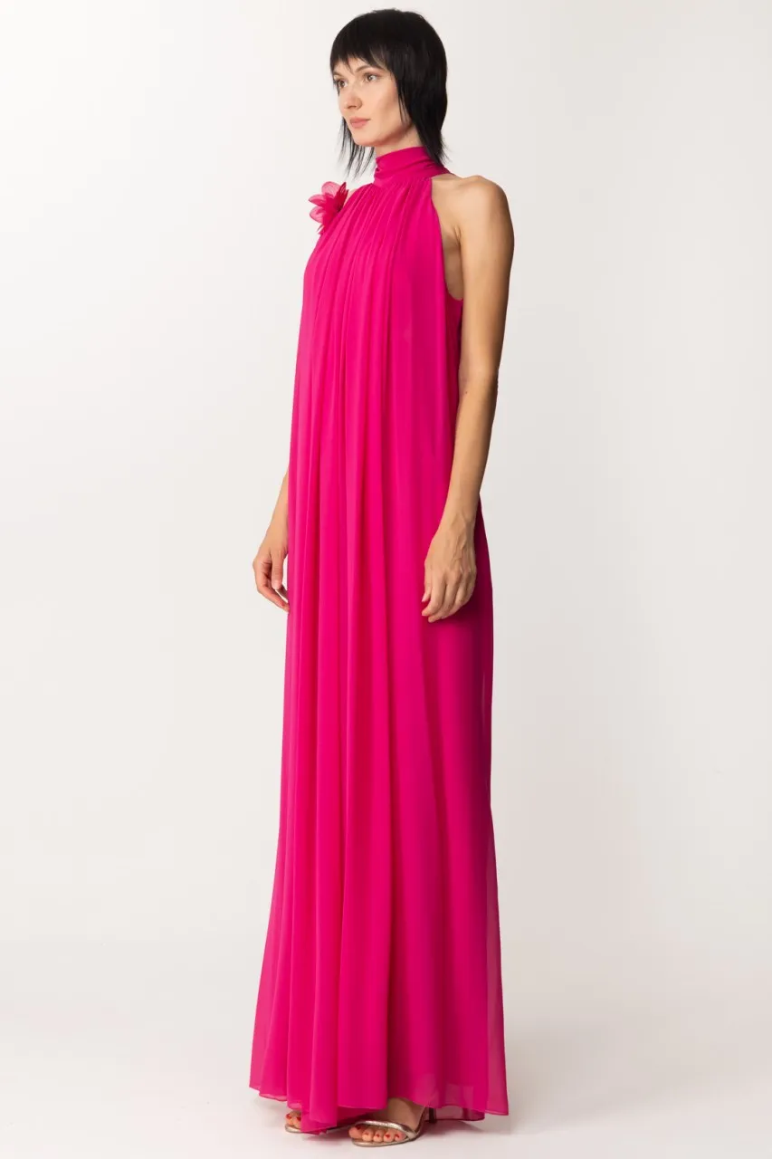 Tuta plissettata con scollo all'americana MAGENTA