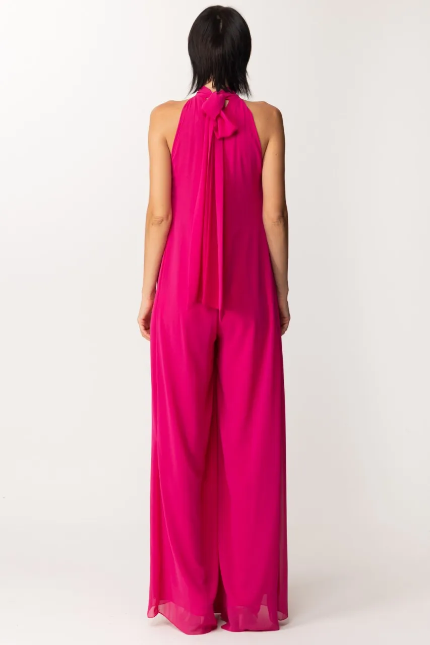 Tuta plissettata con scollo all'americana MAGENTA