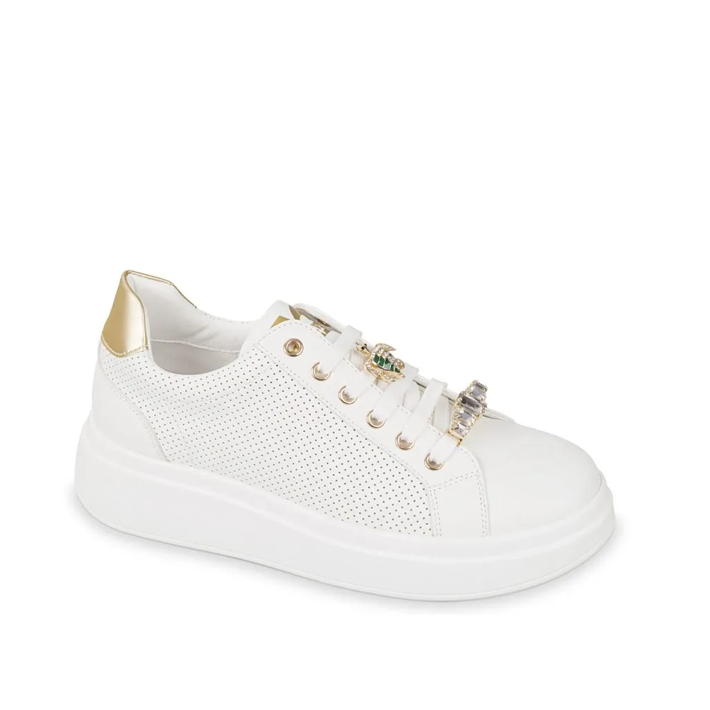 Valleverde  ---------    ------------ 35100-Gold sneaker bianca  donna PE24