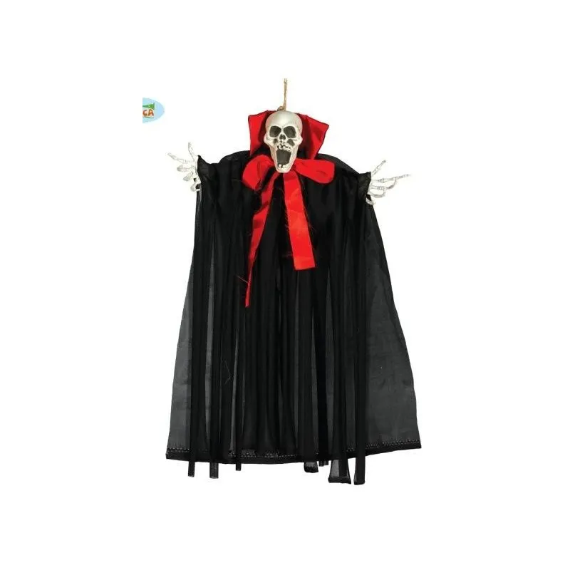 VAMPIRO ZOMBIE CON MANTELLO NERO 50CM DI ALTEZZA ADDOBBO HALLOWEEN CARNEVALE