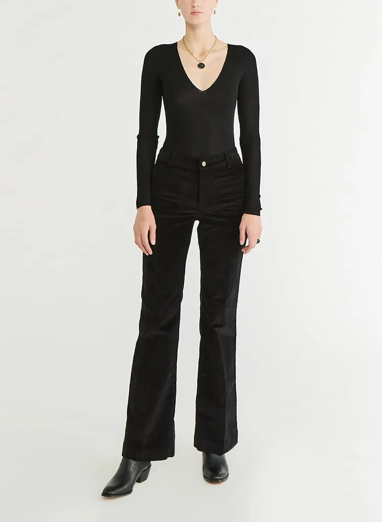  VANESSA BRUNO   DOMPAY - Pantaloni svasati in misto cotone a coste | Nero
