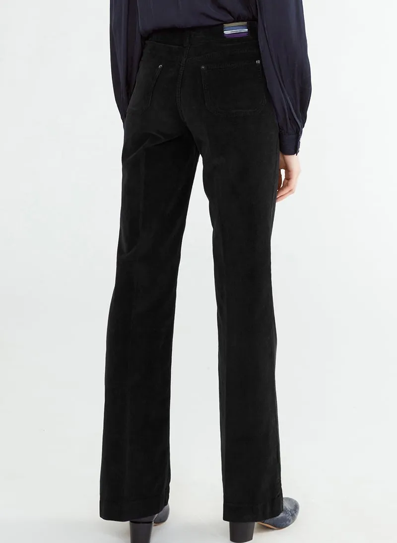  VANESSA BRUNO   DOMPAY - Pantaloni svasati in misto cotone a coste | Nero