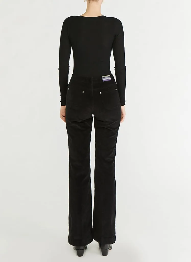  VANESSA BRUNO   DOMPAY - Pantaloni svasati in misto cotone a coste | Nero
