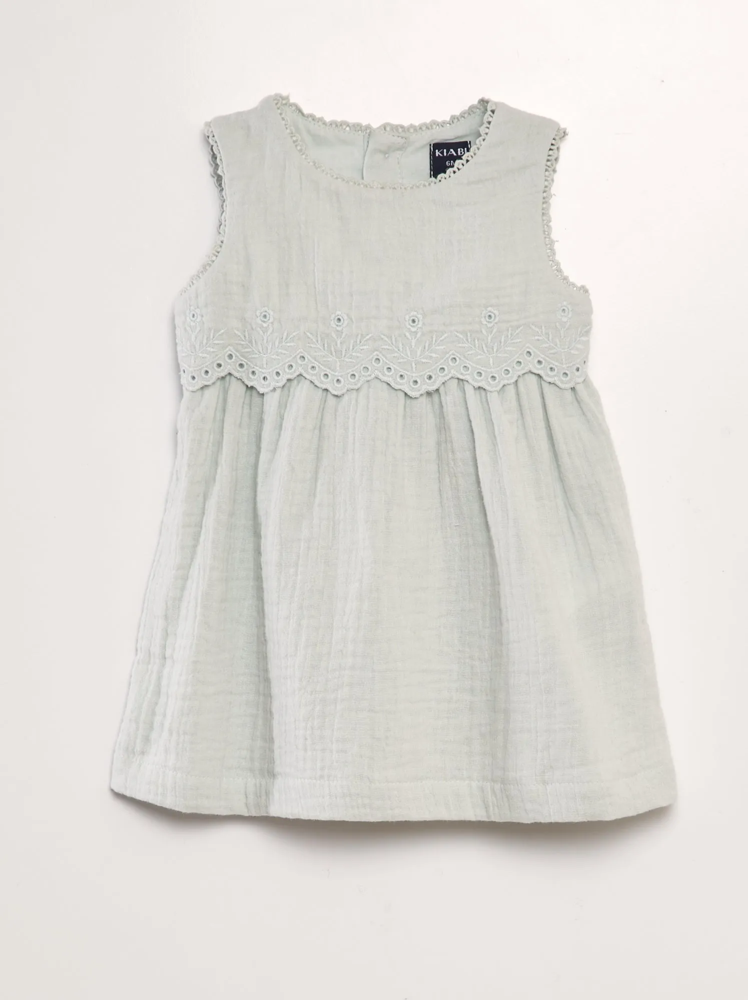 Vestito in garza di cotone con ricami - BLU