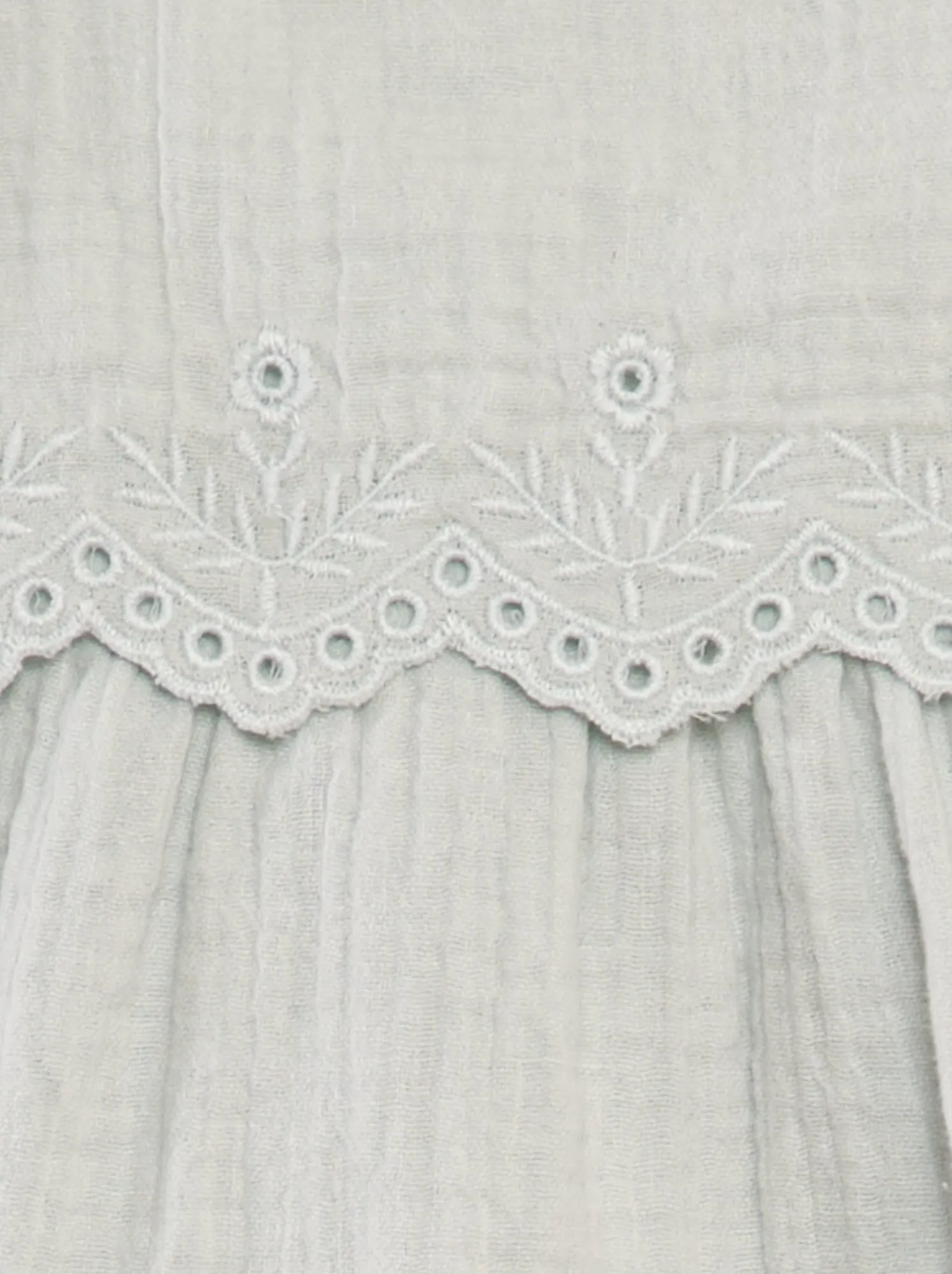 Vestito in garza di cotone con ricami - BLU