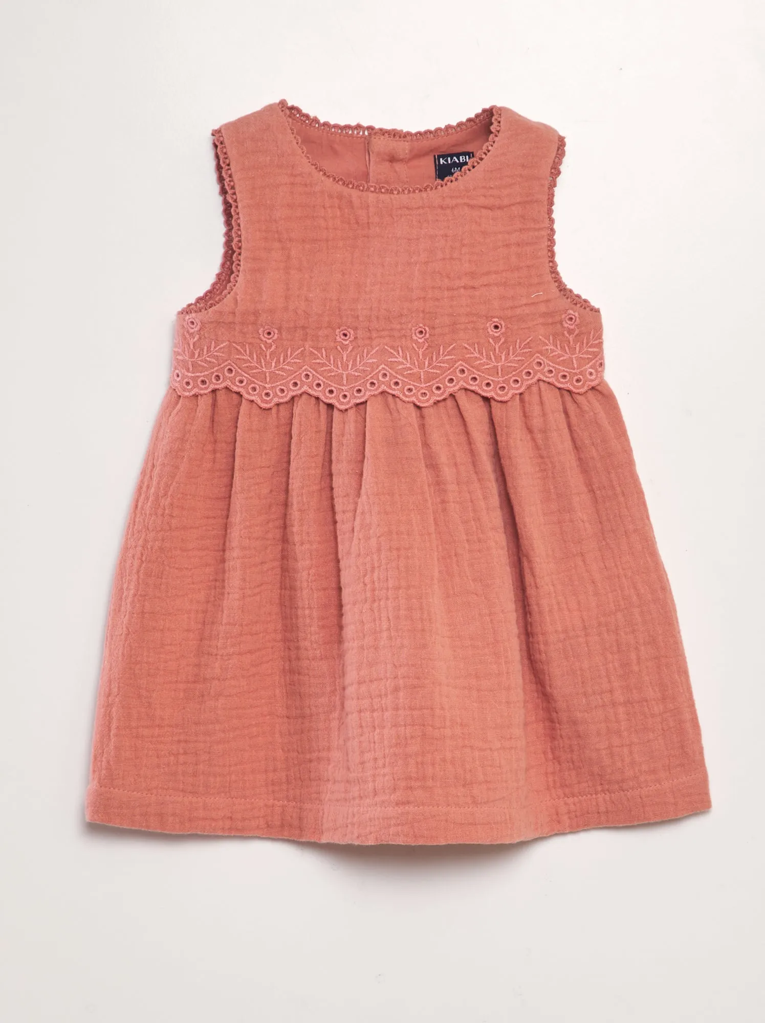 Vestito in garza di cotone con ricami - ROSA
