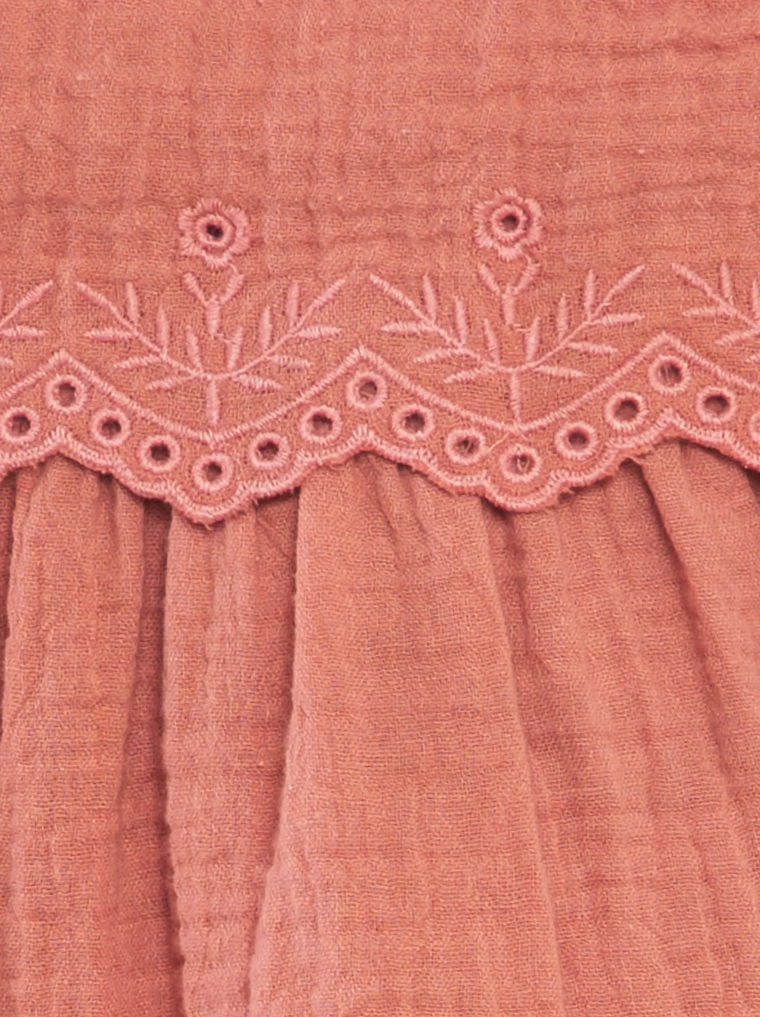 Vestito in garza di cotone con ricami - ROSA