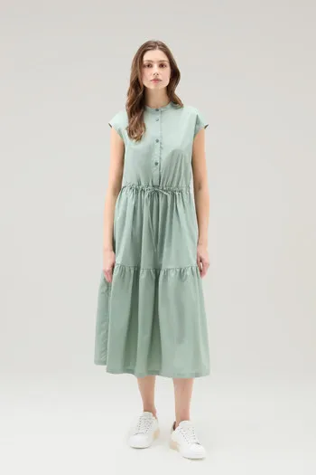 Vestito in popeline di puro cotone con balze                                                                                    