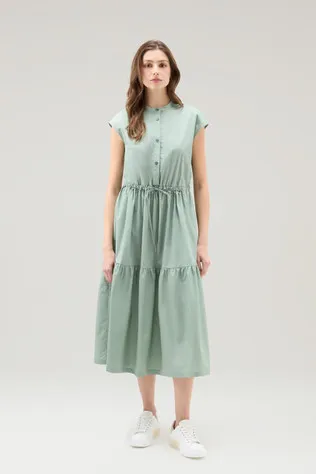 Vestito in popeline di puro cotone con balze                                                                                    