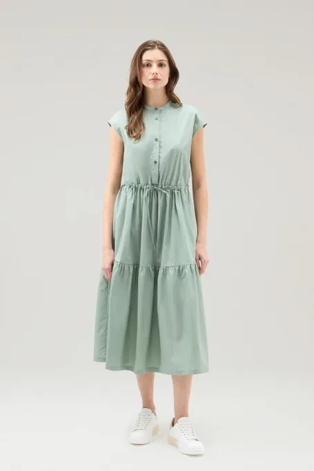 Vestito in popeline di puro cotone con balze                                                                                    