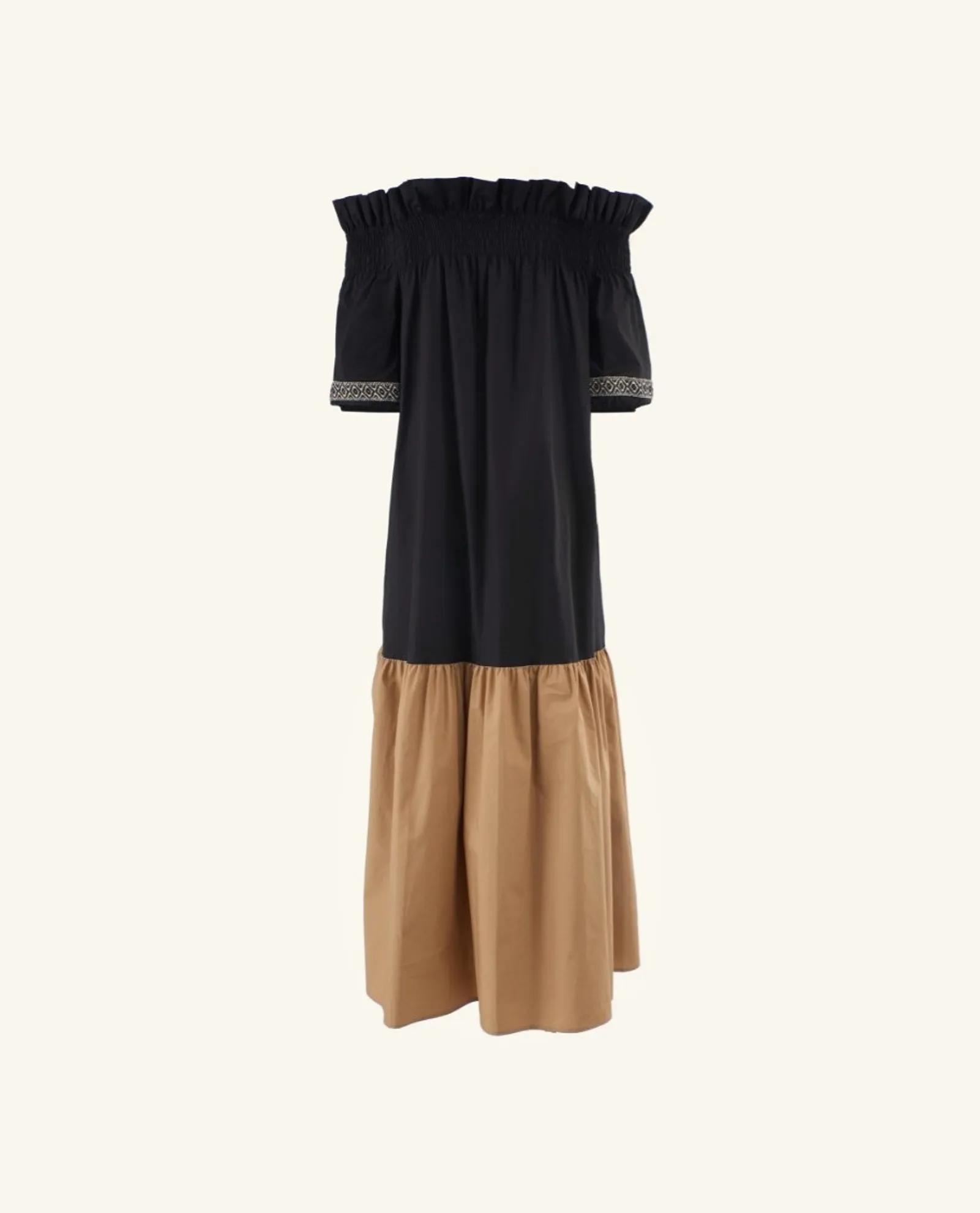 Vestito lungo Yes zee in cotone con spalle scoperte