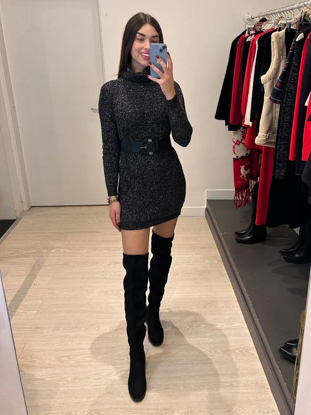 Vestito maglia dolcevita lurex
