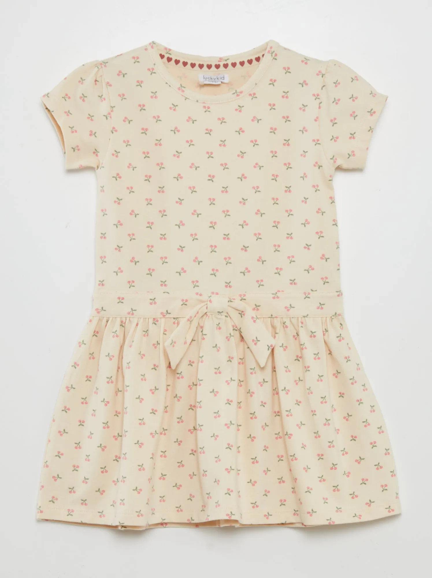 Vestito svasato con fiocco - BEIGE