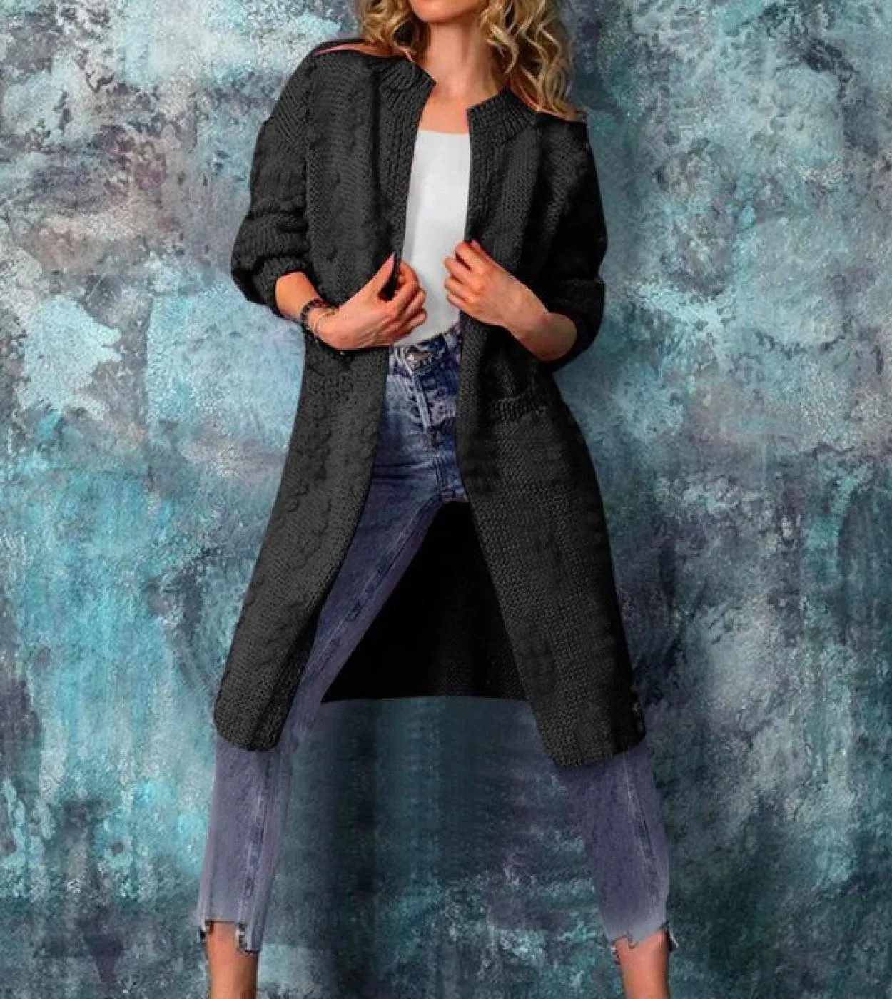 Women Cardigan Sweater Knitted Long Winter Solid Loose Solid Color Cardigan Sweater Coat Long Sweater Cardigan Coats For