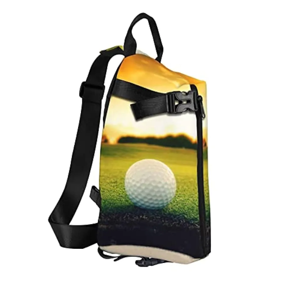 WOWBED Borsa a tracolla stampata da campo da golf, zaino multiuso per viaggi, escursionismo, sport all’aria aperta, nero, Taglia