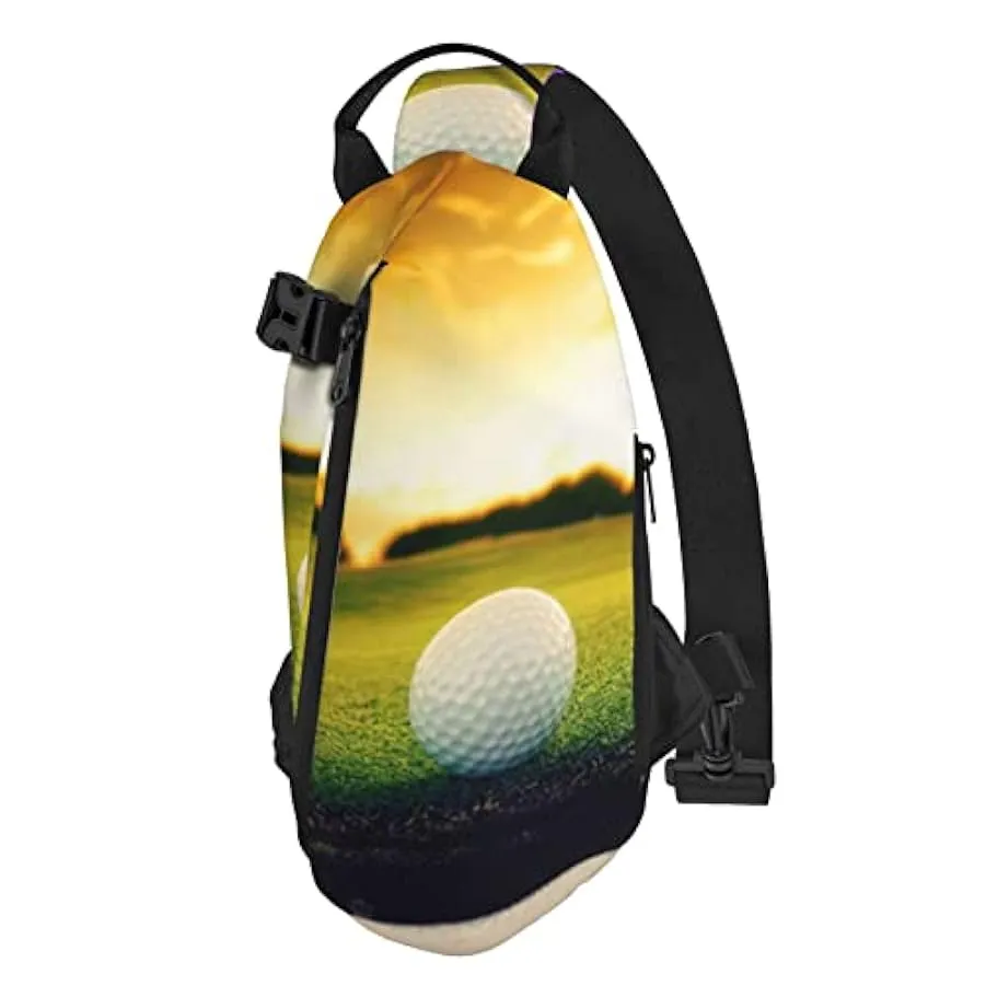 WOWBED Borsa a tracolla stampata da campo da golf, zaino multiuso per viaggi, escursionismo, sport all’aria aperta, nero, Taglia