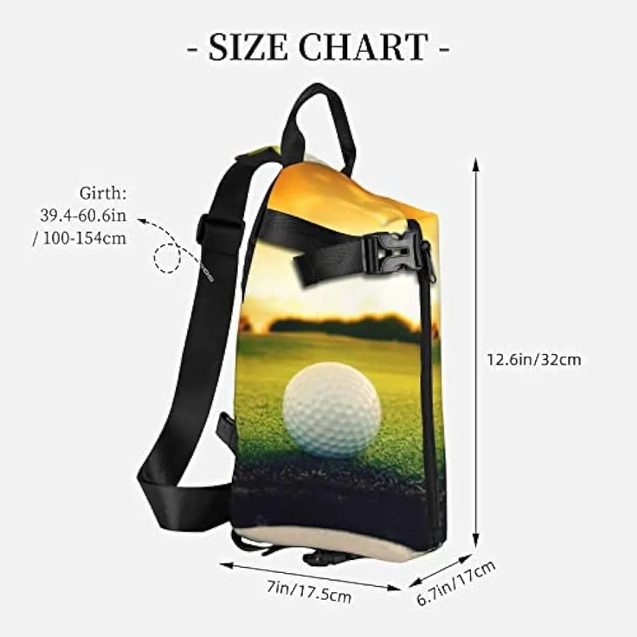 WOWBED Borsa a tracolla stampata da campo da golf, zaino multiuso per viaggi, escursionismo, sport all’aria aperta, nero, Taglia